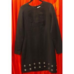 Shoshanna Black Long Sleeve Grommet Trim Dress 6